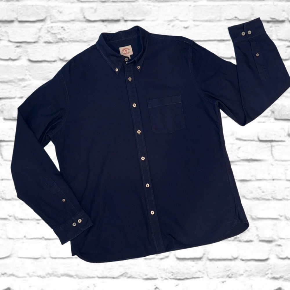 Brooks Brothers Button-Down Shirt XL Navy Blue 100% Cotton Casual Classic